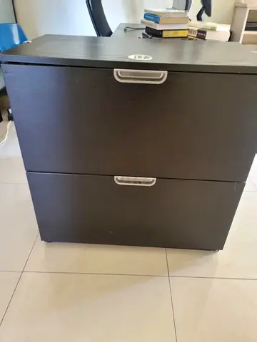 Two-drawer Lockable Filing Cabinet - Dark Wood Finish