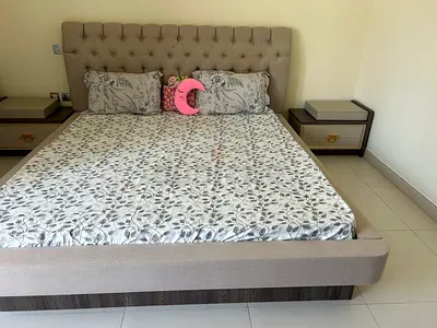 Bed with side tables and dresser for sale