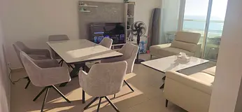 Modern 6-Seater Dining Table with Upholstered Chairs