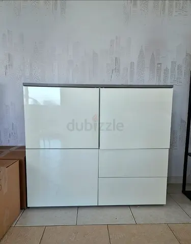 Modern White Gloss Chest Sideboard / Storage Cabinet - Good Condition