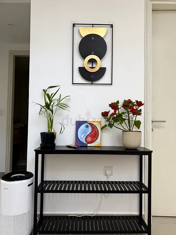 Black Metal Console Table with Shelf — Good Condition with picture