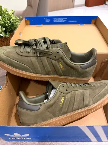 Adidas Samba Suede Sneakers - Olive Green, Size 44