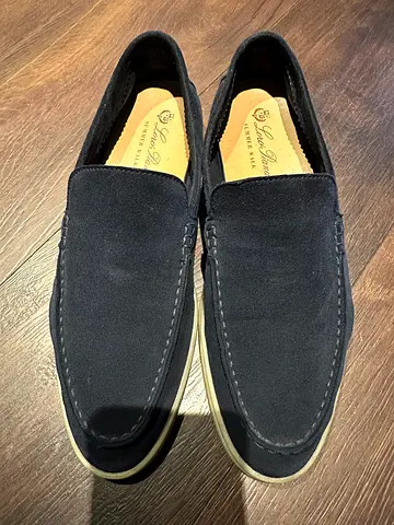 LORO PIANA SUEDE LOAFERS NAVY BLUE SIZE 40