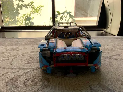 blue building toy sports car set (lego) - working condition