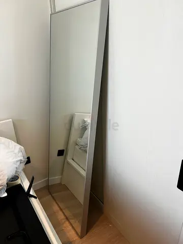 Full-length Leaning Mirror with Slim Silver Frame