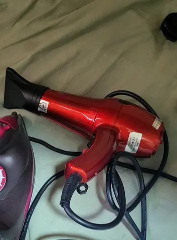 Red Professional Hair Dryer and Steam Iron