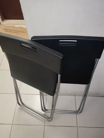 Set of 2 Black Folding Chairs with Metal Frame - Compact and Sturdy