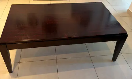 Dark Wooden Coffee Table - Rectangular, Solid Top