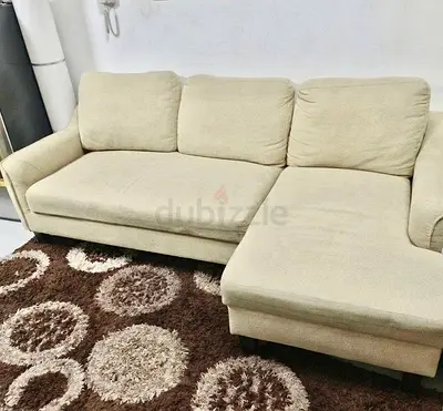 Light Beige Homebox L-Shaped Sofa Bed - Comfortable 3-Seater with Chaise