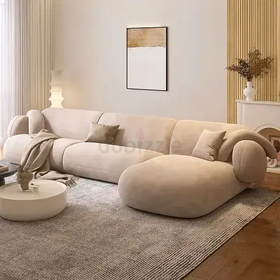 Elegant Contemporary Sofa in Soft Blue Fabric