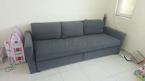 3-Seater Grey Fabric Sofa Bed, Good Condition