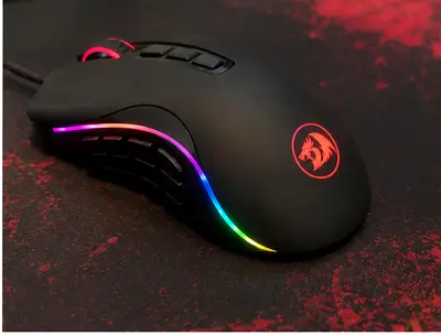 Red dragon m612 predator rgb gaming mouse black, 8000dpi wired with 11 programmable buttons