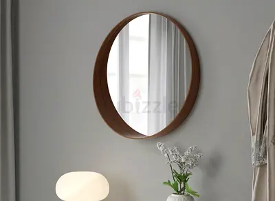 IKEA STOCKHOLM Round Wooden Framed Wall Mirror