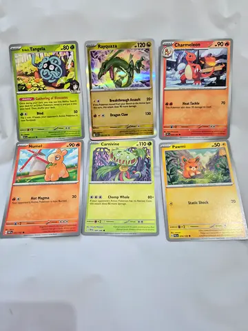 Collection of 6 Pokémon Trading Cards – Mixed Rarity, Sleeved