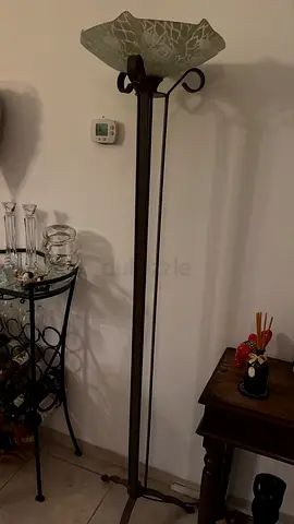 Two Tall decorative floor lamp with glass shade