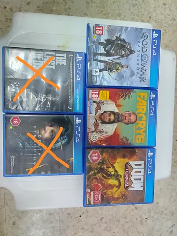 Bundle of 5 PS4 Games — The Last of Us, Death Stranding, $% of War, Far Cry 6, Doom Eternal