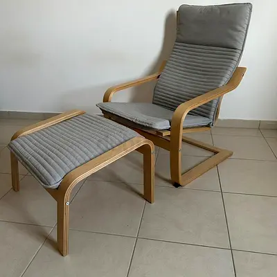 IKEA ARMCHAIR + FOOTSTOOL FOR SALE