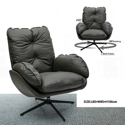 Comfortable Swivel Armchair with Cushioned PVC Upholstery