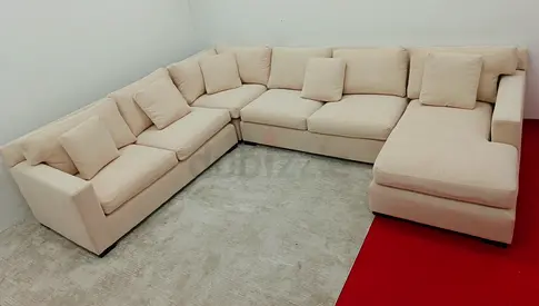 Crate and Barrel beige color Ushape sofa for sale