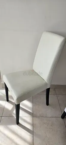 Set of 4 White Faux Leather Dining Chairs with Black Legs