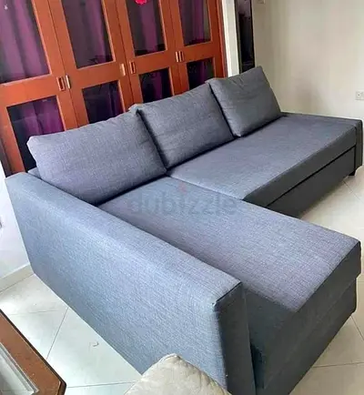 L-shaped Grey Fabric Sofa - Good Condition