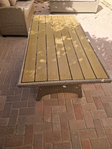Outdoor Rattan Wicker Coffee Table with Slatted Top - Good Condition