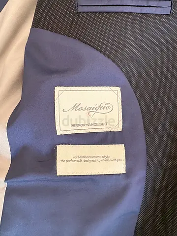 Mens Navy Performance Suit Jacket - Modern Fit (Interior view shown)