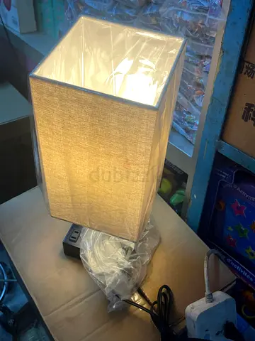 Modern Rectangular Table Lamp with Fabric Shade