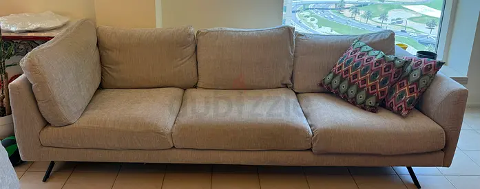3-Seater Beige Fabric Sofa in Good Condition
