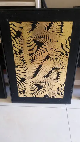 Black and Gold Fern Wall Art Framed Print