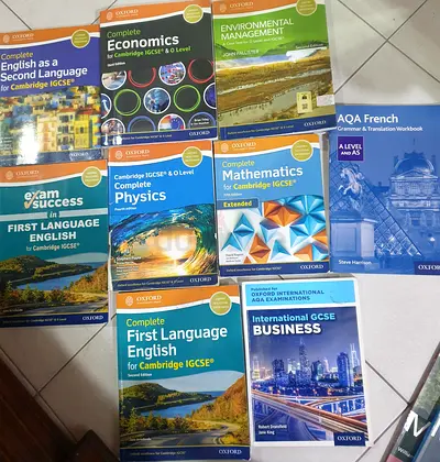 Bundle of Oxford Cambridge IGCSEA-Level Textbooks (Economics, Maths, Physics, English, Business, Fr