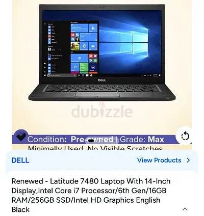 Dell Latitude 7480 | 14 i7, 16GB RAM, 256GB SSD — Renewed