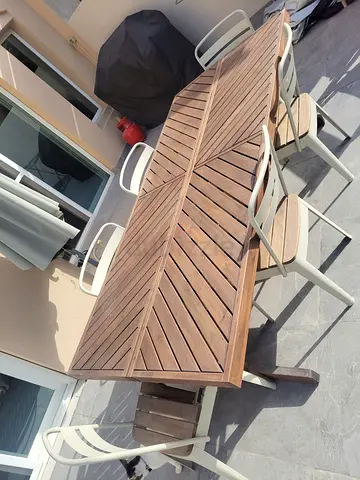 Ikea NORRMANSÖ Outdoor Teak Dining Table with 6 Chairs - Good Condition