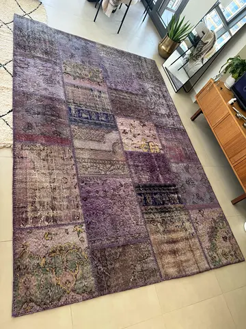 Large Purple Patchwork Area Rug in Good Condition from Marina Homes