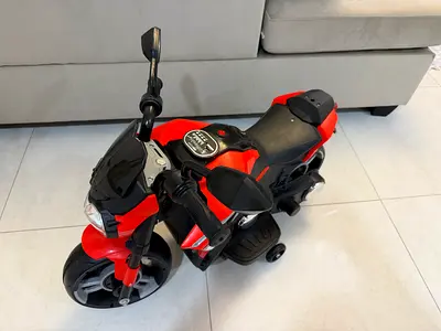 Red Ride-On Electric Motorcycle for Toddlers with Training Wheels