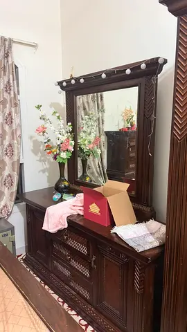 Super King size bed with mattress .2 side table . dressing table.selling urgent