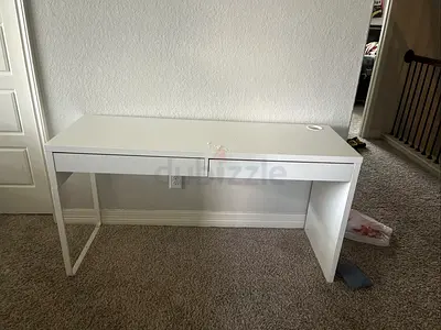 Ikea Micke White Modern Study Desk with Drawers - Good Condition