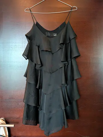 Elegant HM Tango Black Tiered Ruffle Slip Dress, Size S-M - Good Condition