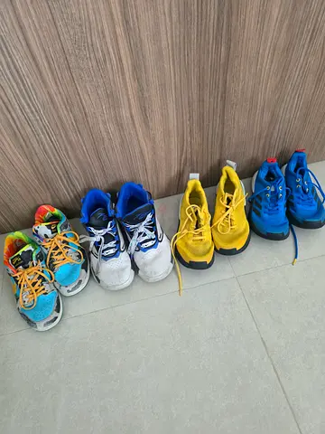 Selling my sons Genuine Collection of 4 Pairs of Kids Sneakers - Nike and Adidas mixed Sizes