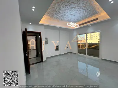 Brand-new 2BR apartment in Al Alia, Ajman. First tenant, 3 baths, balcony, central AC. Flexible 4/6 payments. Security deposit by non-cashed cheque.
