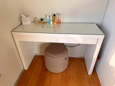 Dresser table vanity white MALM IKEA with stool for sale in Dubai