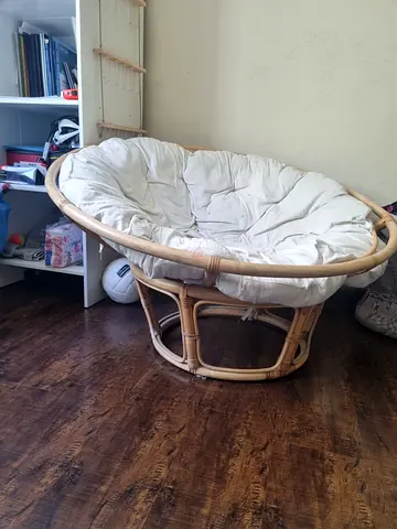 Round Rattan Papasan Chair with Cushion - Comfortable Lounger