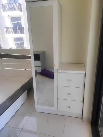 White Wardrobe with Mirror and 3-Drawer Chest