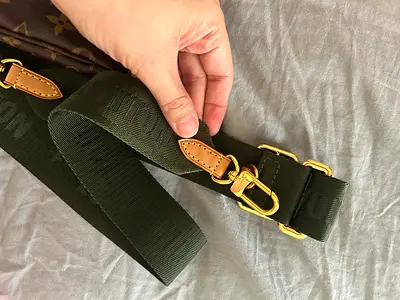 Adjustable Olive Green Designer Bag Strap with Gold Hardware