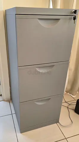 Three Drawer Metal Filing Cabinet with Keys