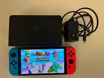 Nintendo Switch (Neon Joy-Con) with Dock and Charger - Good Working Condition