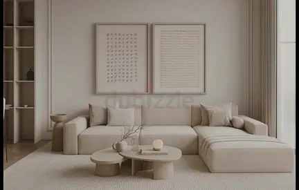 Modern Minimalist L-Shaped Sectional Sofa in Cream can be customised in different colours sizes