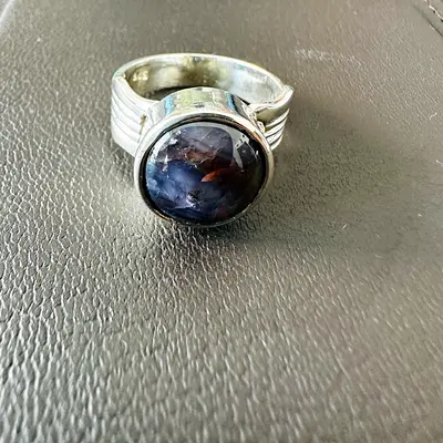 Certified Natural Blue Star Sapphire (Mogok) Silver Ring