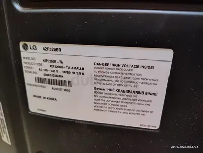 LG 42 Plasma TV (Model 42PJ250B) - Good Condition