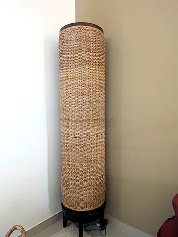 ⫸ * MARINA HOME * Large Tall Rattan Wood Woven Jute Boho Floor Lamp | PAID 2,200 AED